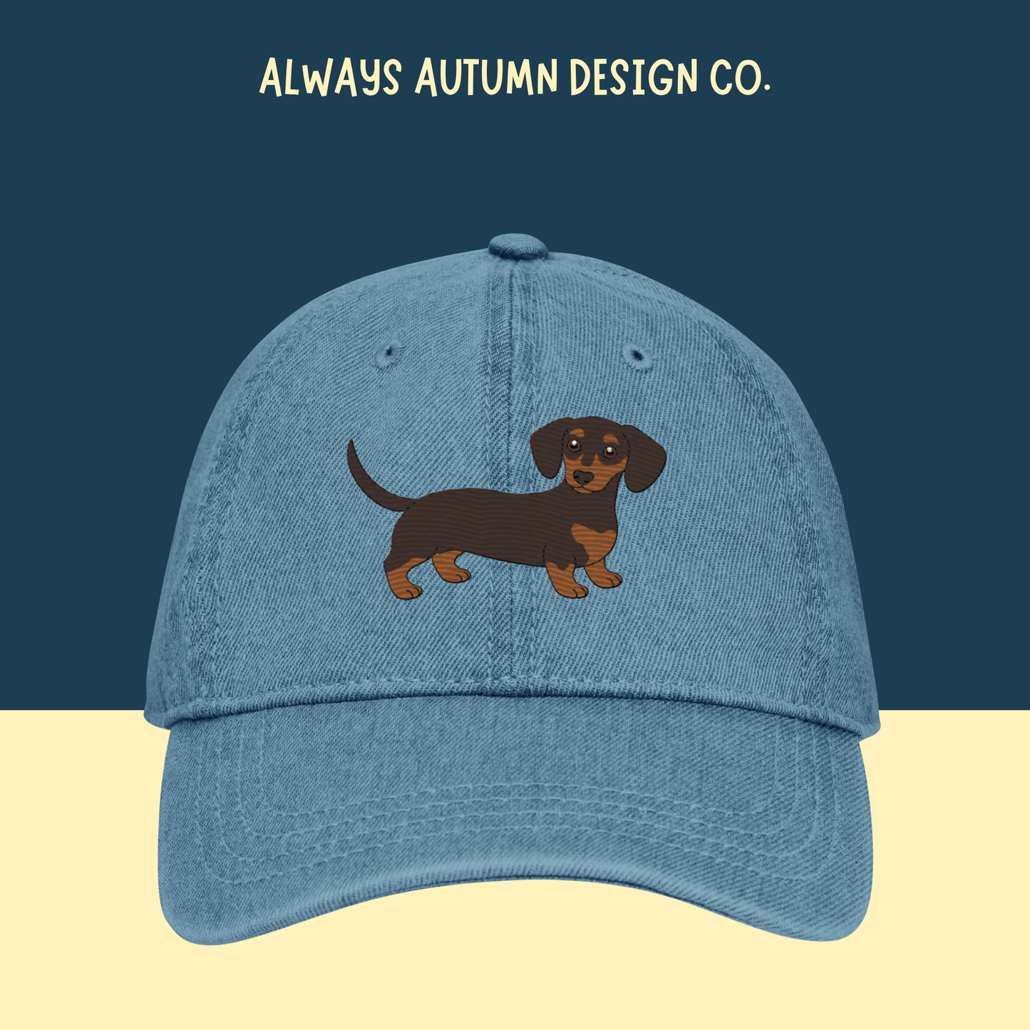 Smooth Coat Chocolate and Tan Dachshund Embroidered Hat