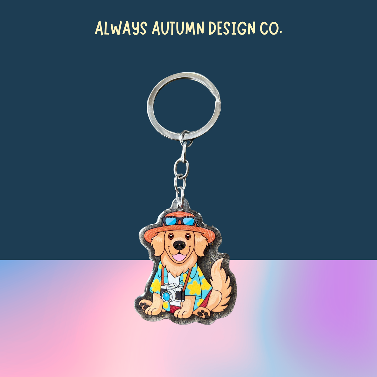 Golden Retriever Tourist Keychain