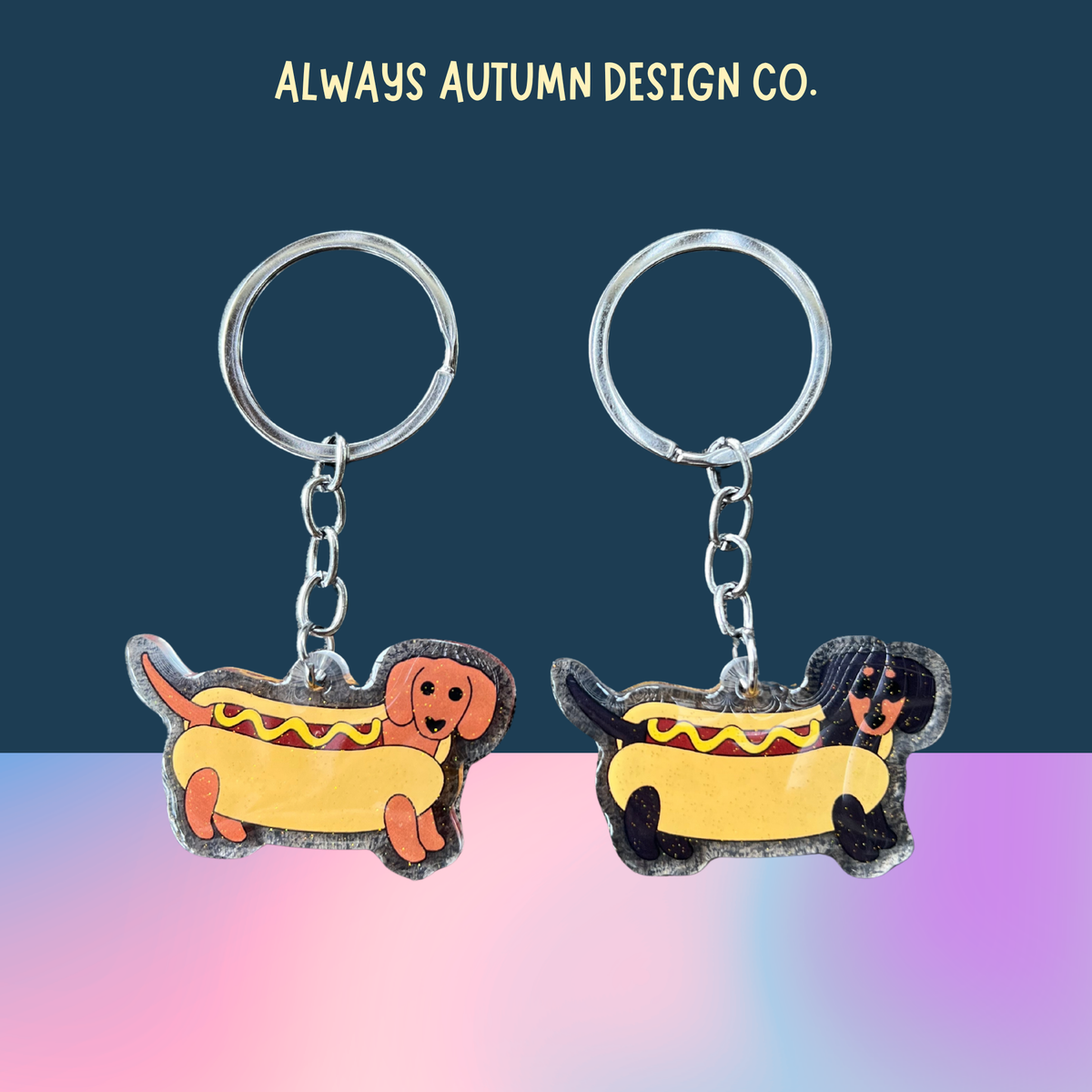Dachshund Hotdog Keychain