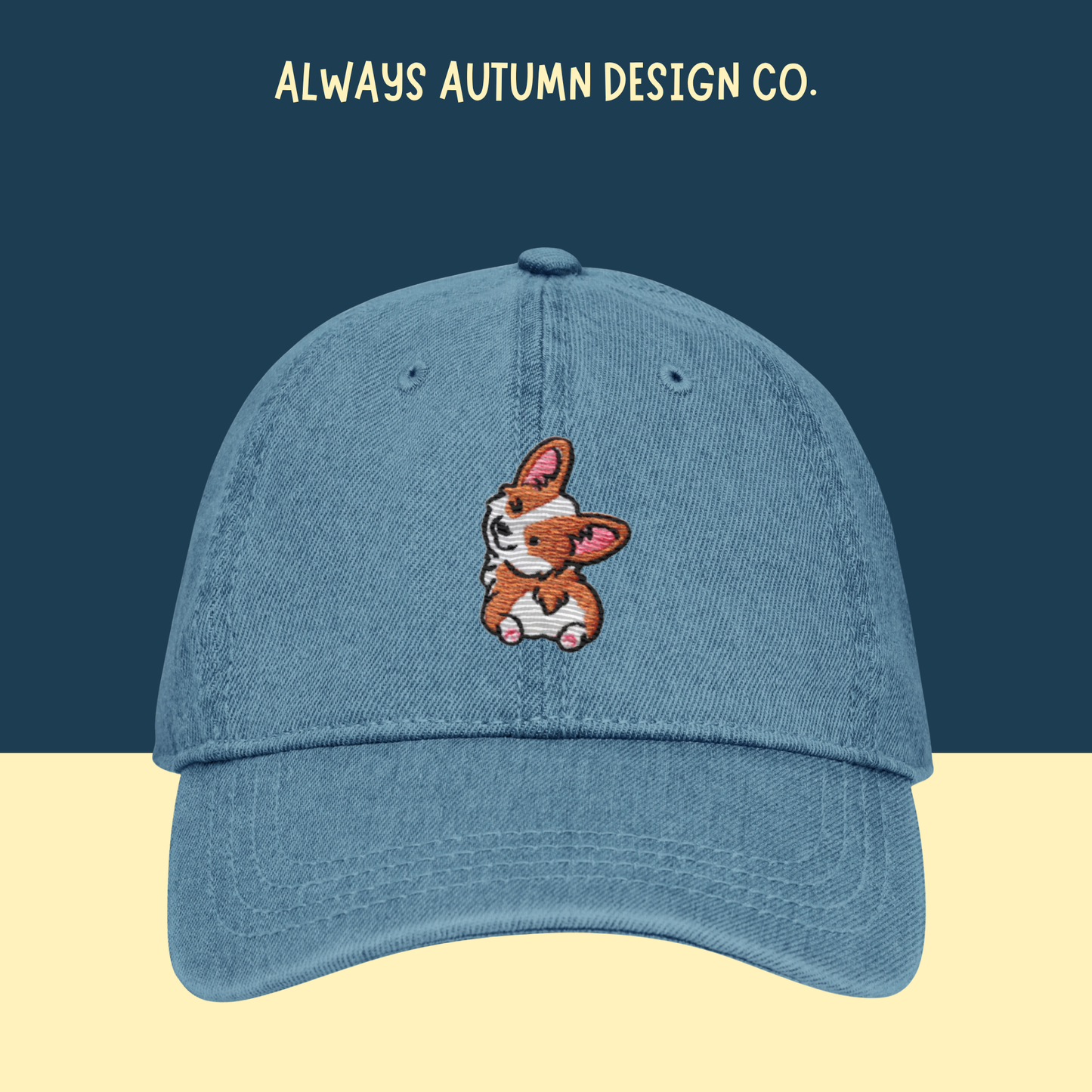 Corgi Head Tilt Embroidered Hat