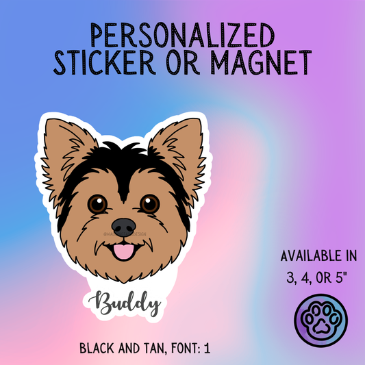 Yorkshire Terrier Dog Sticker Sticker or Magnet