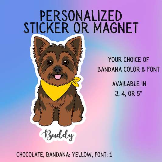 Yorkshire Terrier Dog Sticker Sticker or Magnet