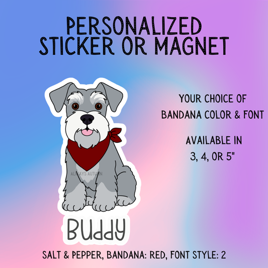 Miniature Schnauzer Dog Sticker Sticker or Magnet