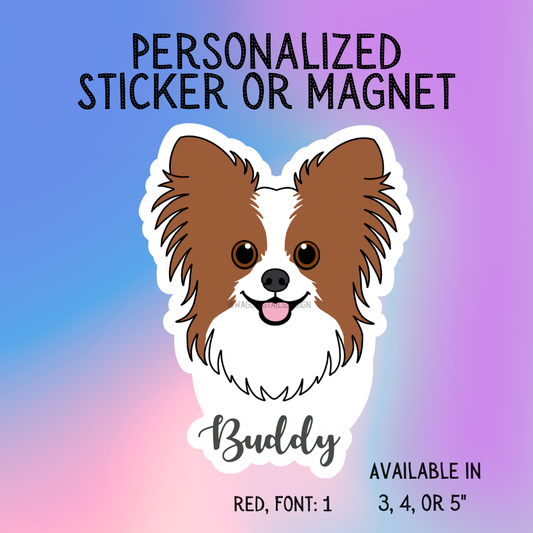 Papillon (Classic) Face Dog Sticker Sticker or Magnet