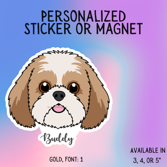 Shih Tzu Face Dog Sticker Sticker or Magnet