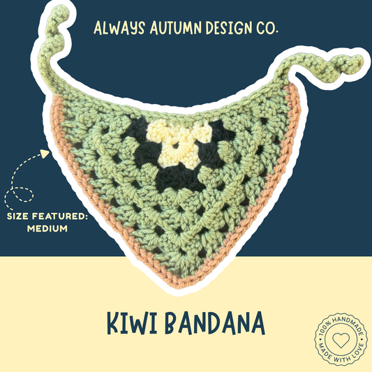 Kiwi Dog Bandana | Handmade Crochet Fruit Pet Accessory | Made to Order