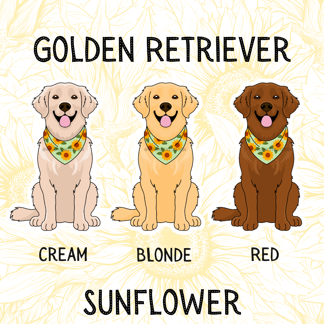 Golden Retriever Sunflower Sticker or Magnet