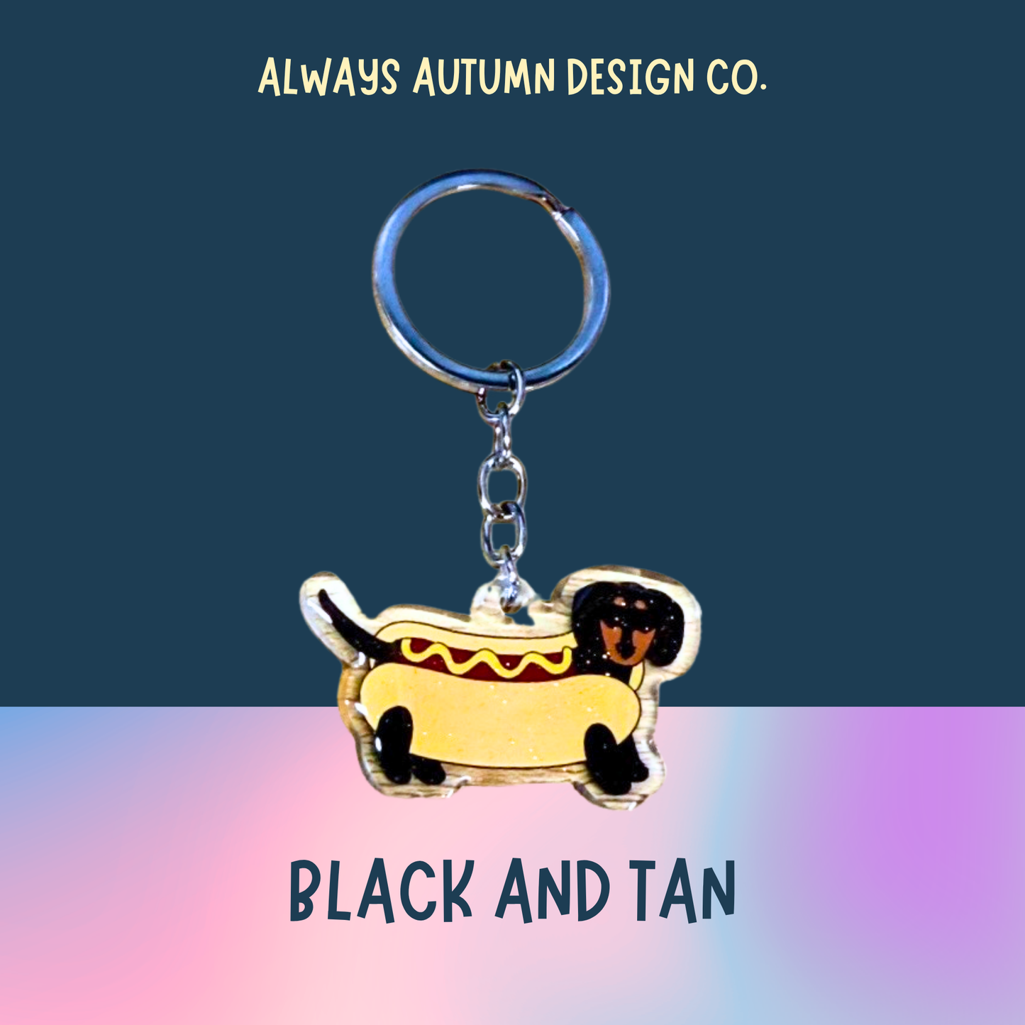 Hot Dog Dachshund Keychain