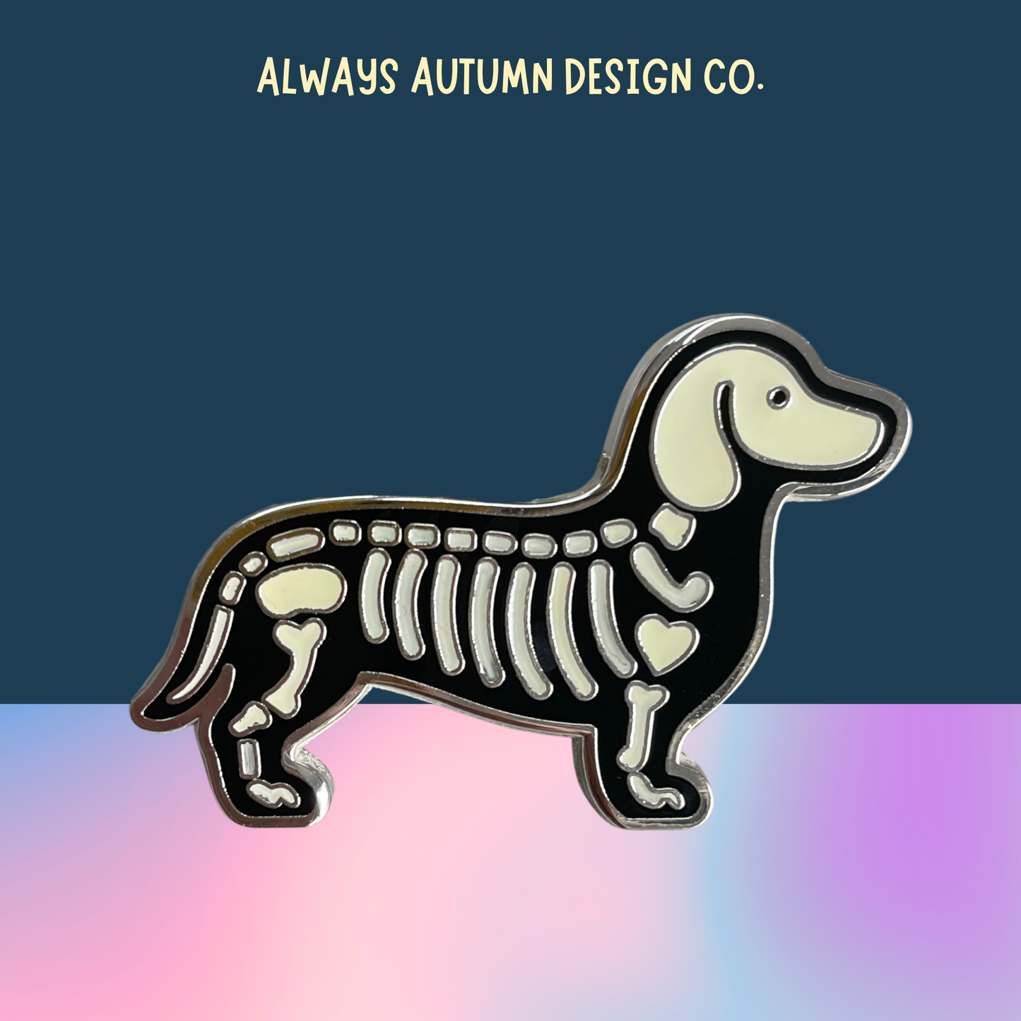 Skeleton Dachshund Pin