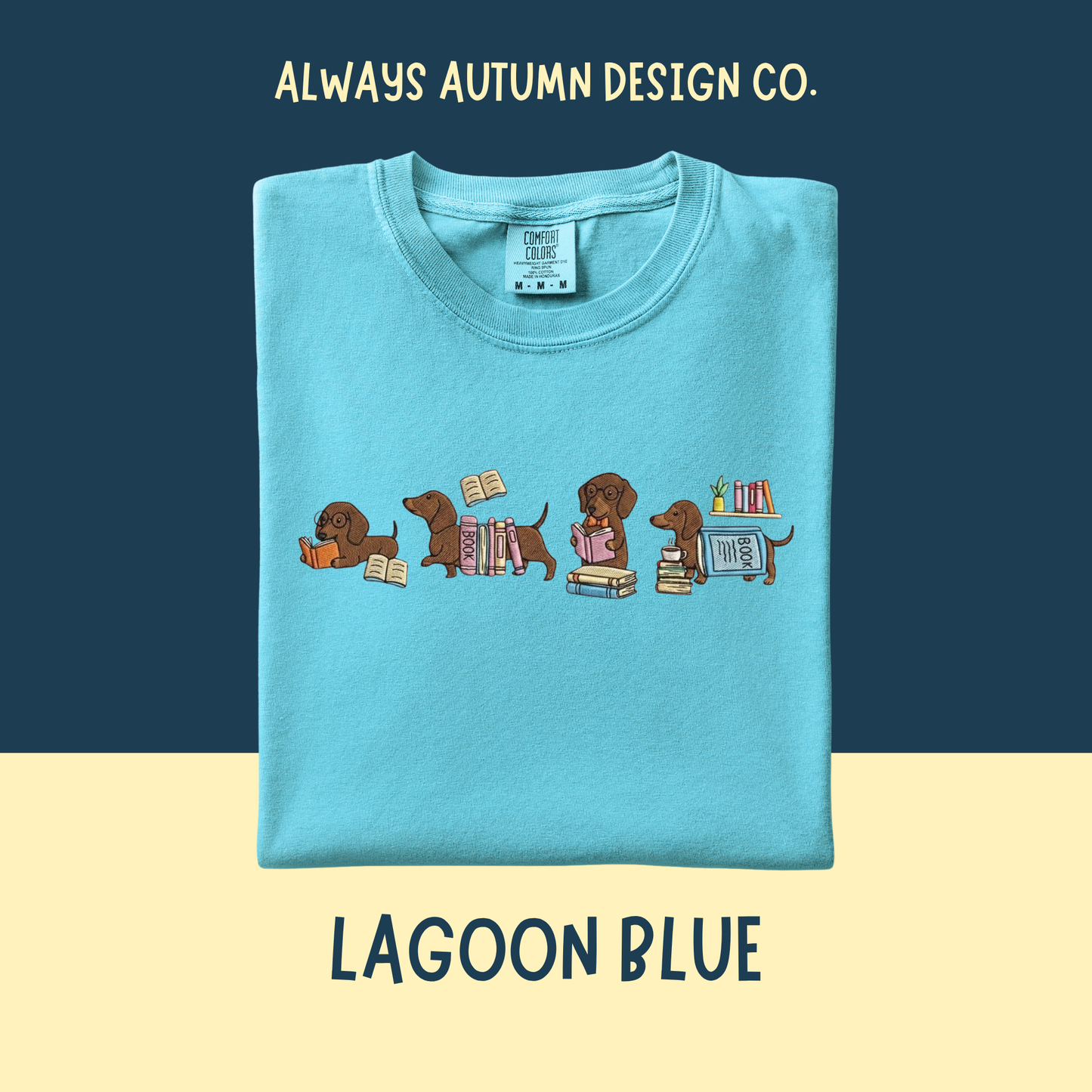 Embroidered Dachshund & Books Shirt