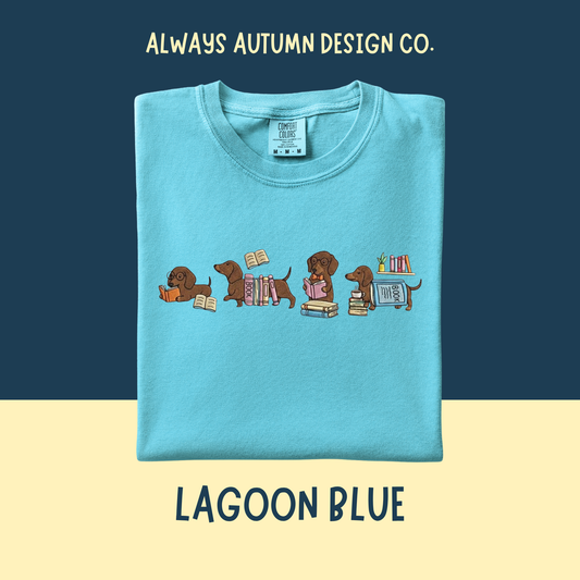 Embroidered Dachshund & Books Shirt