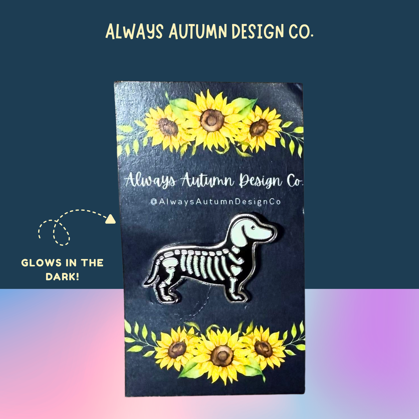 Skeleton Dachshund Pin