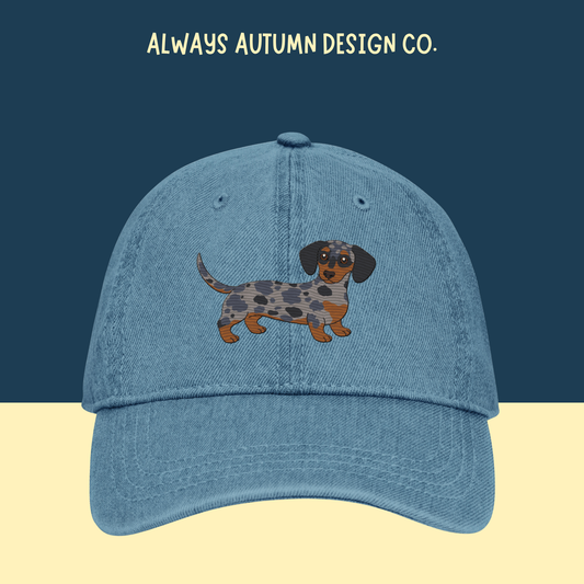 Smooth Coat Silver Dapple Dachshund Embroidered Hat