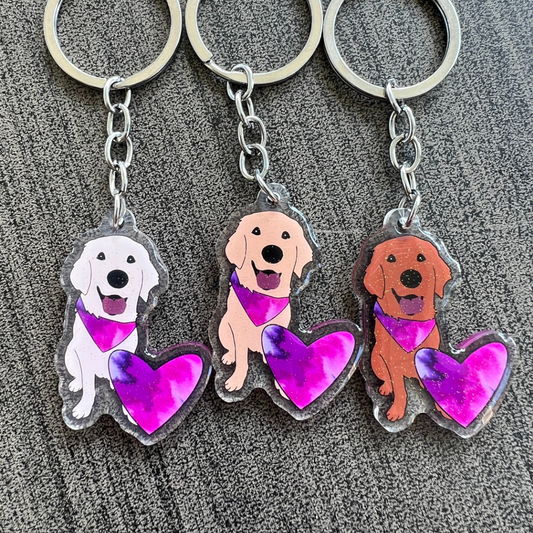 Golden Retriever Keychain (Cream, Blonde, or Red)