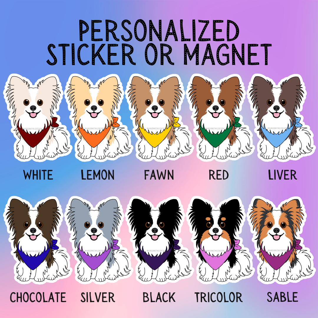 Papillon (Classic) Dog Sticker Sticker or Magnet