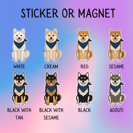 Shiba Ina Dog Sticker Sticker or Magnet