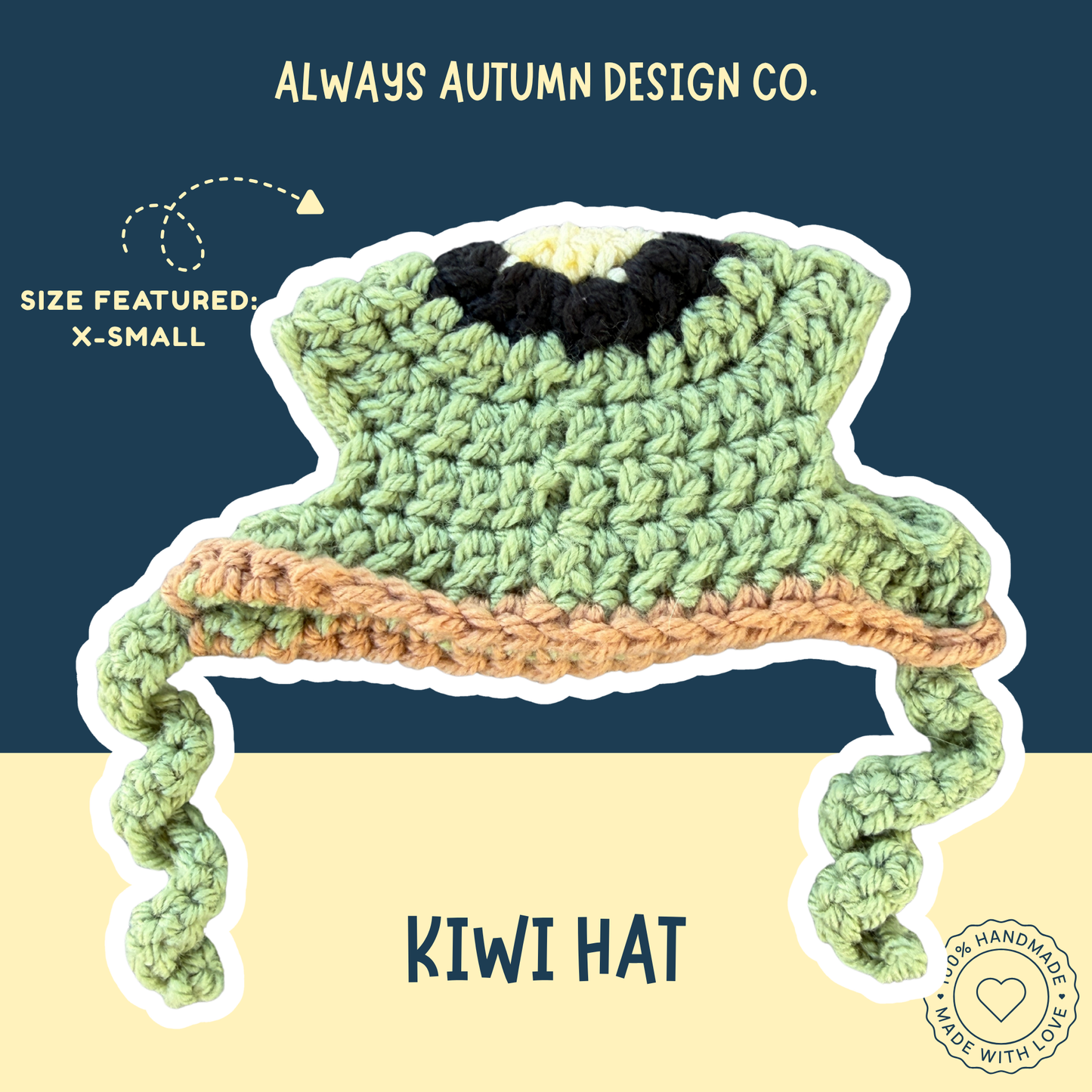 Kiwi Dog Hat | Handmade Crochet Fruit Pet Costume | Made to Order