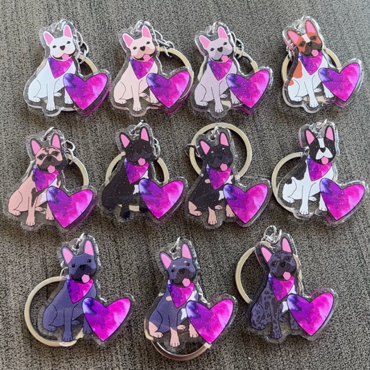 French Bulldog Keychain (11 colors available!)