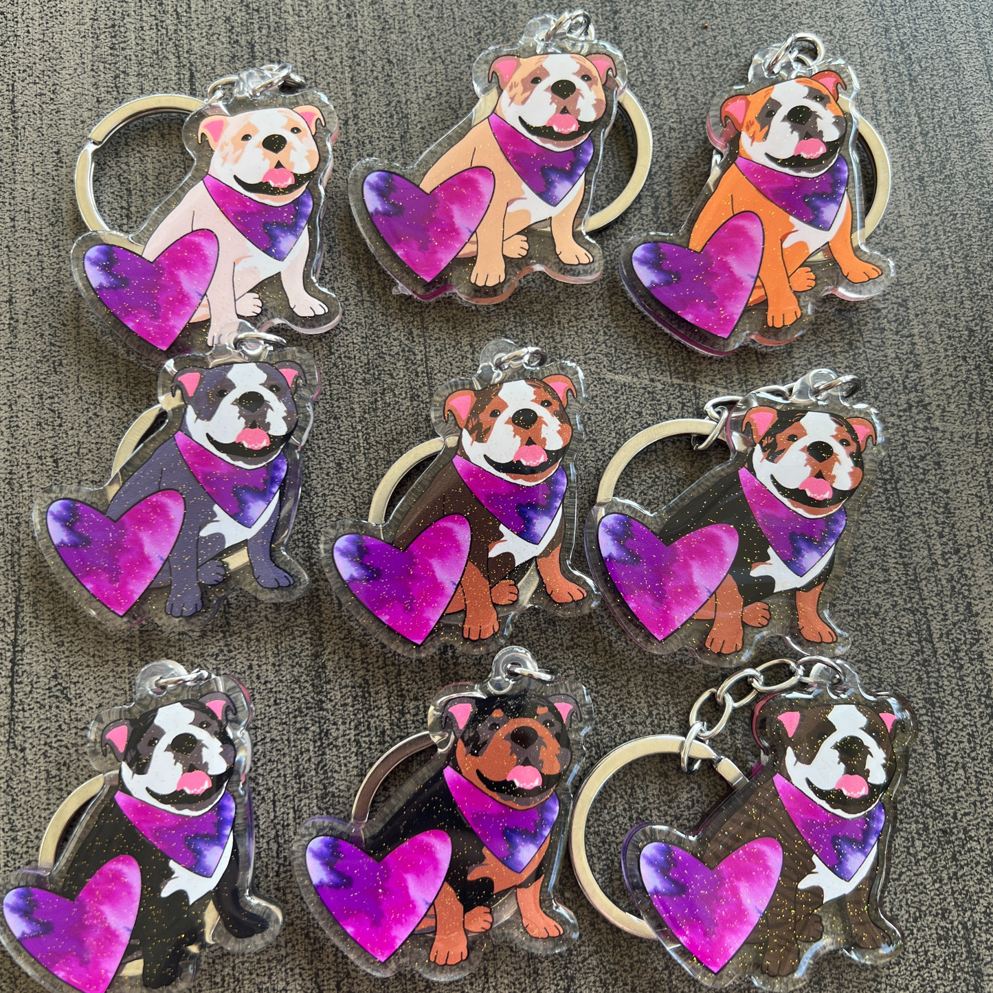 English Bulldog Keychain (9 colors available!)