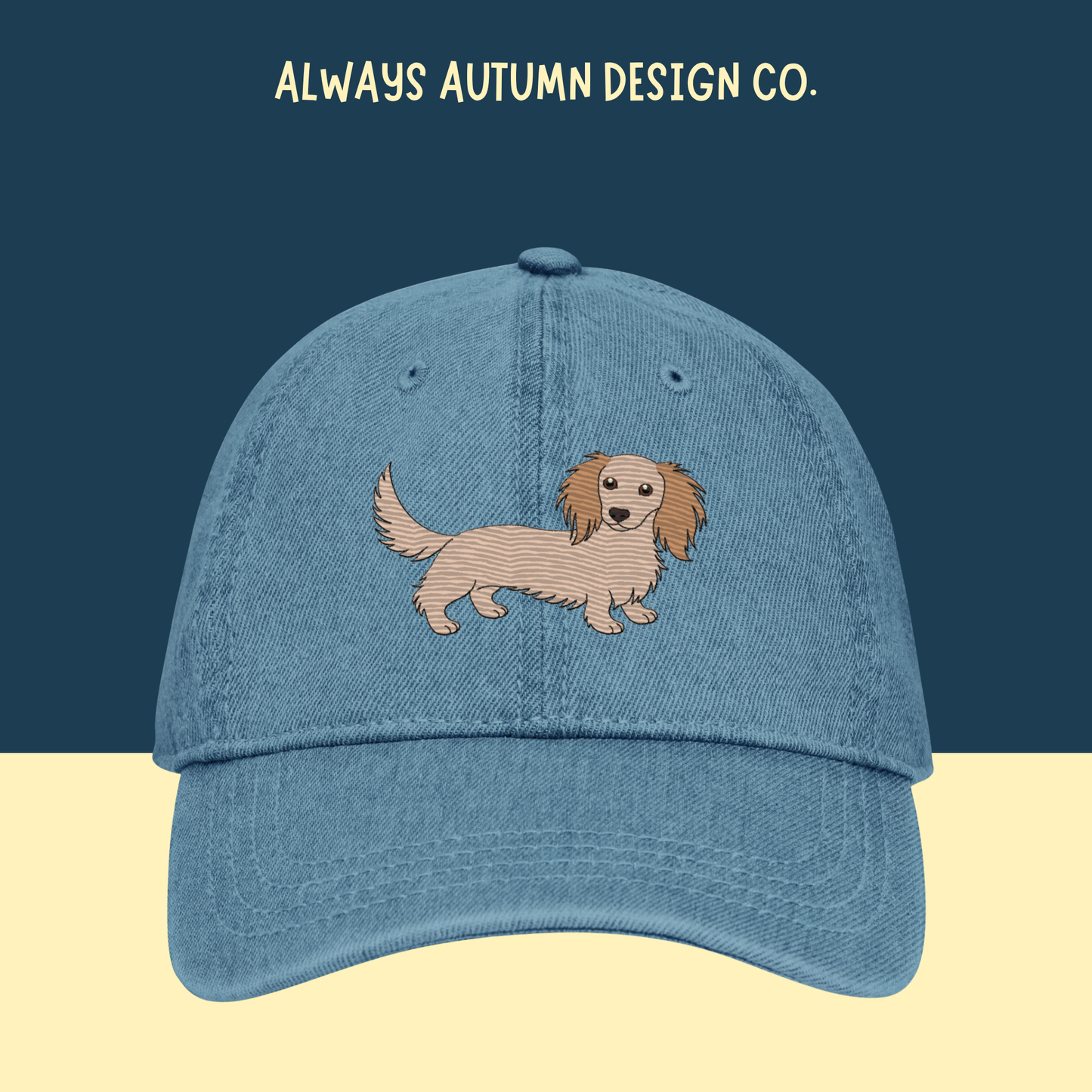 Long Hair Cream Dachshund Embroidered Hat
