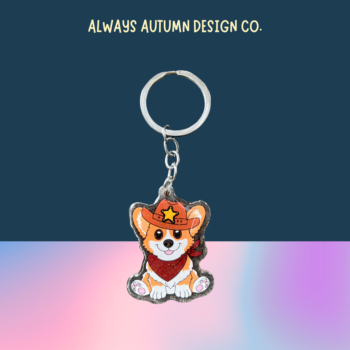 Corgi Cowboy Keychain
