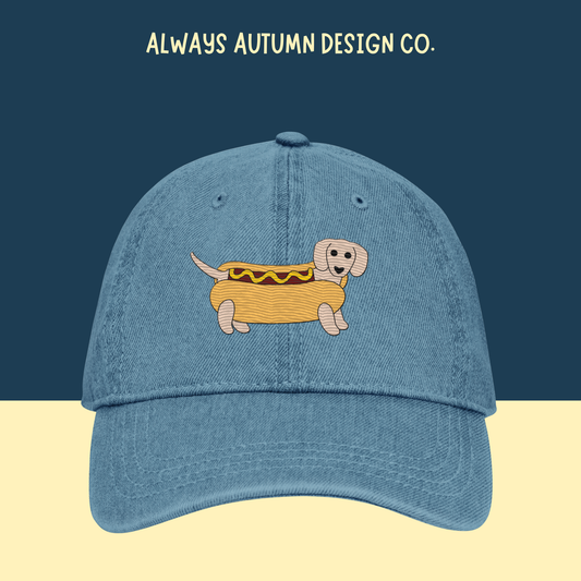 Hot Dog Dachshund Embroidered Hat - 3 Dachshund Colors