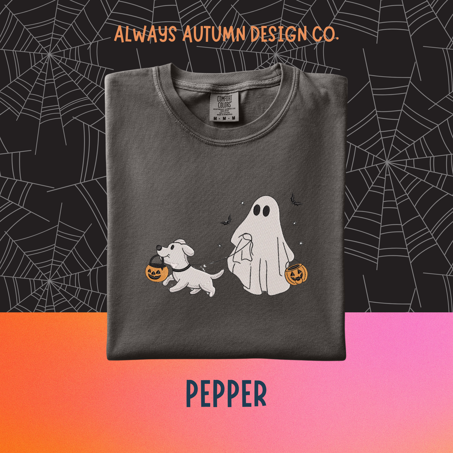 Embroidered Ghost Walking Dog Shirt