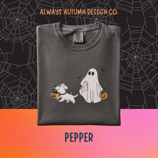 Embroidered Ghost Walking Dog Shirt