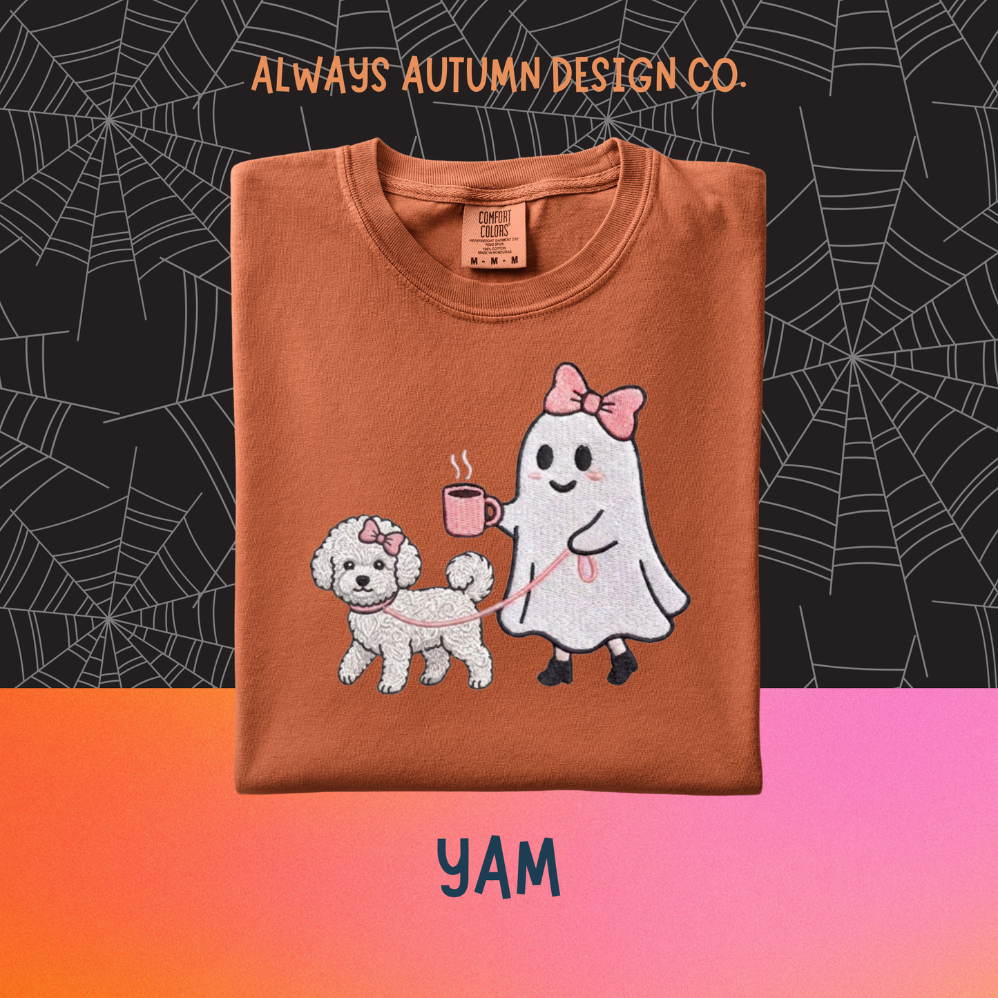 Embroidered Ghost Walking Bichon Frise Shirt
