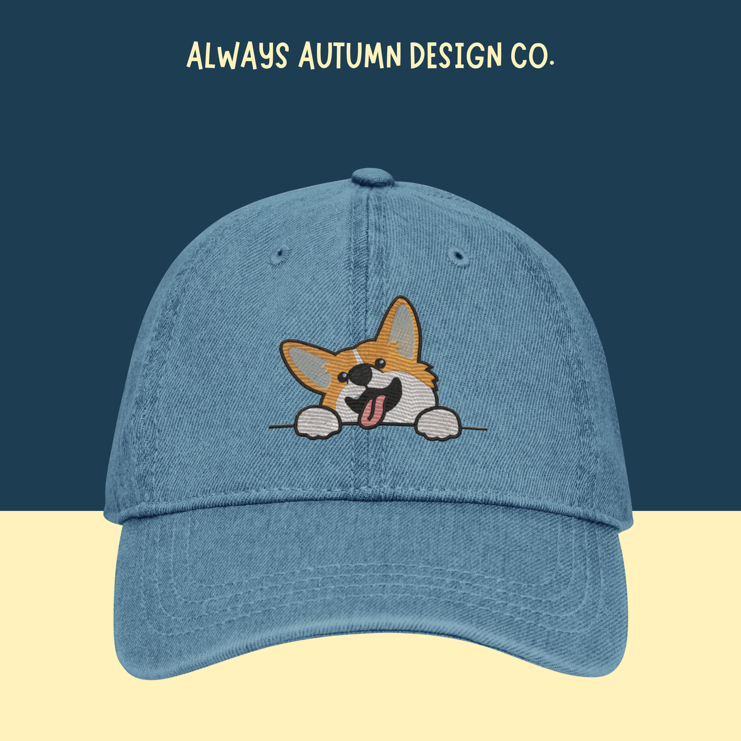 Corgi says HELLO Embroidered Hat