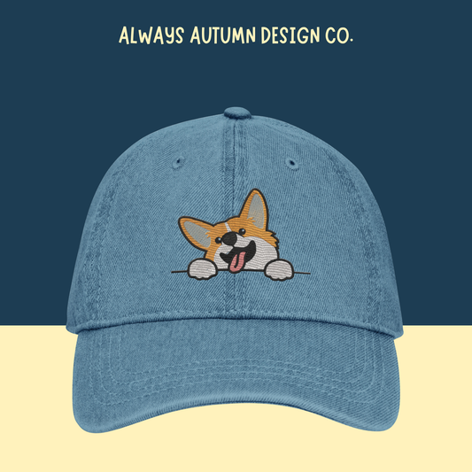 Corgi says HELLO Embroidered Hat