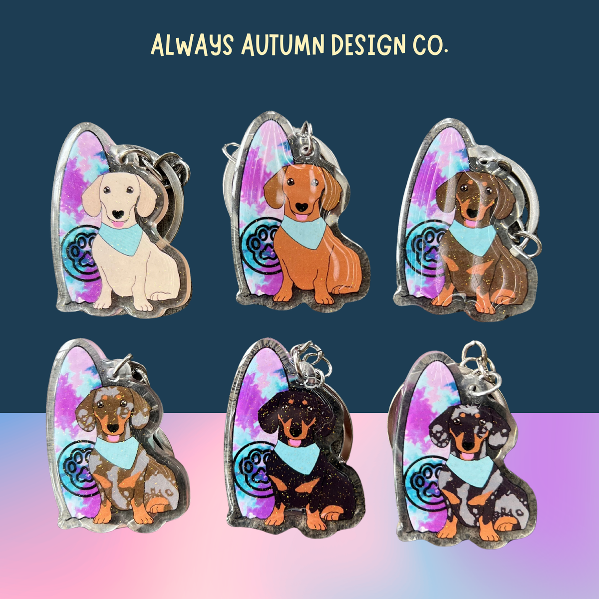 Dachshund Surf Keychain
