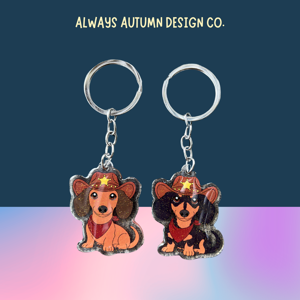 Dachshund Cowboy Keychain