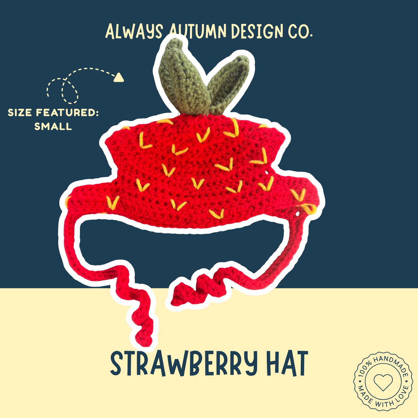 Strawberry Dog Hat | Handmade Crochet Fruit Pet Accessory | Made to Order