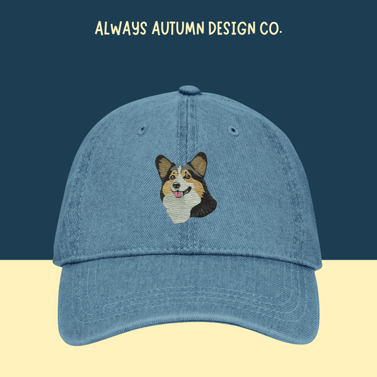 Tricolor Corgi Embroidered Hat