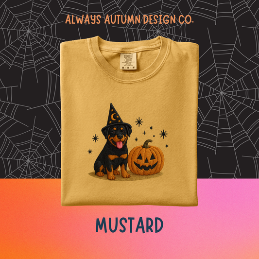 Embroidered Rottweiler Pumpkin Shirt