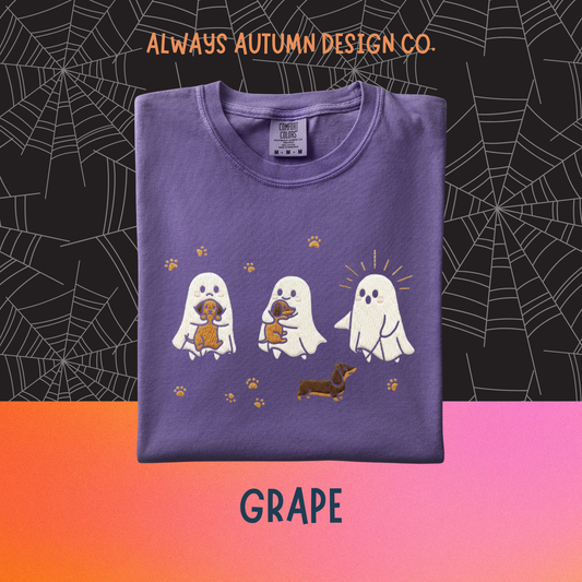 Embroidered Ghosts & Dachshunds Shirt