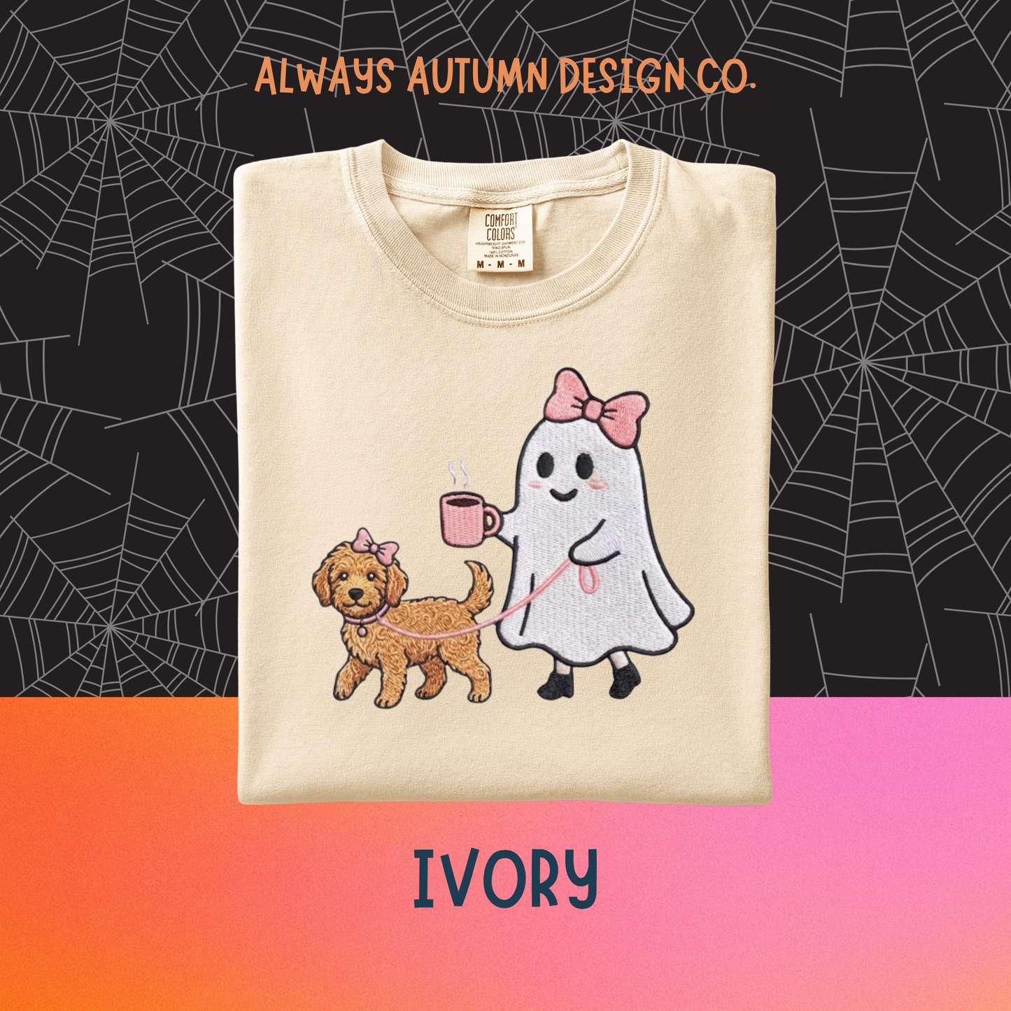 Embroidered Ghost Walking Doodle Shirt