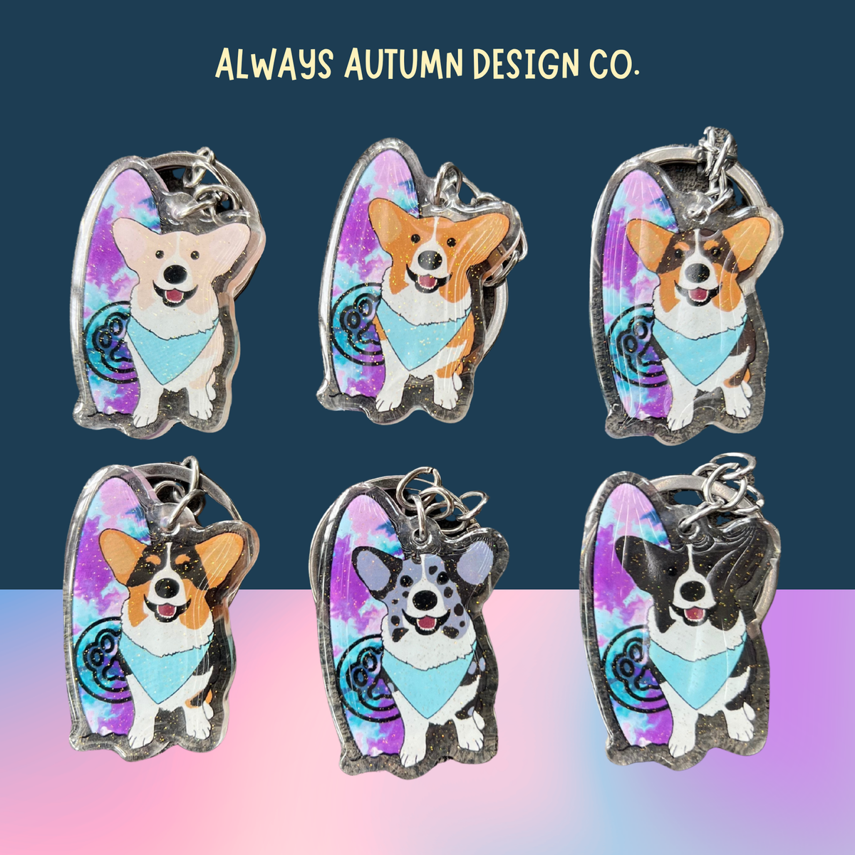 Corgi Surf Keychain