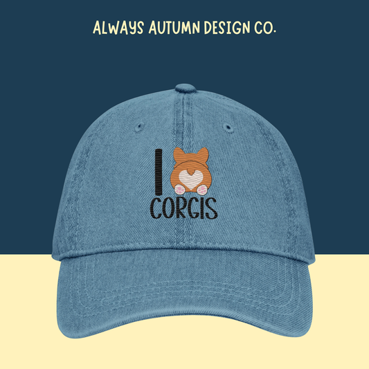 I Heart Corgis Embroidered Hat
