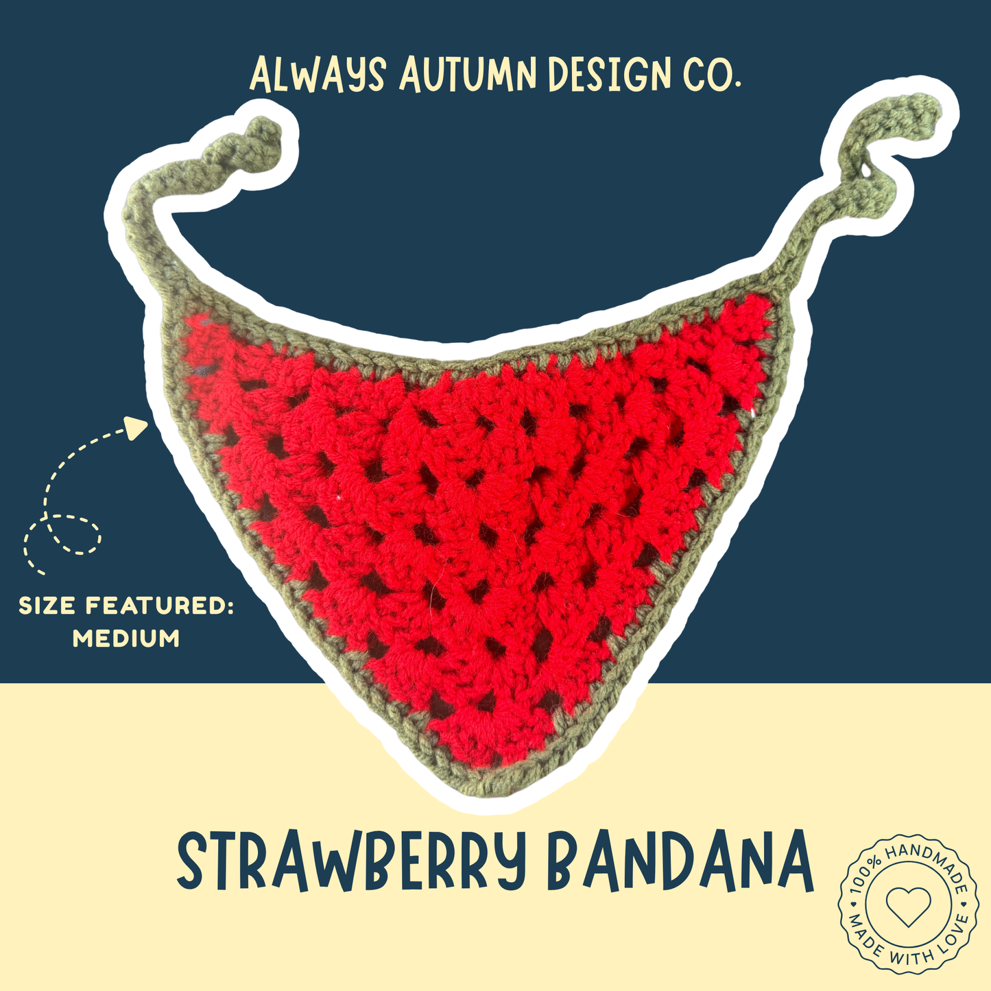 Strawberry Dog Bandana | Handmade Crochet Fruit Pet Accessory | Made to Order