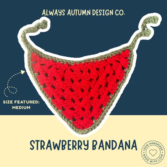 Strawberry Dog Bandana | Handmade Crochet Fruit Pet Accessory | Made to Order