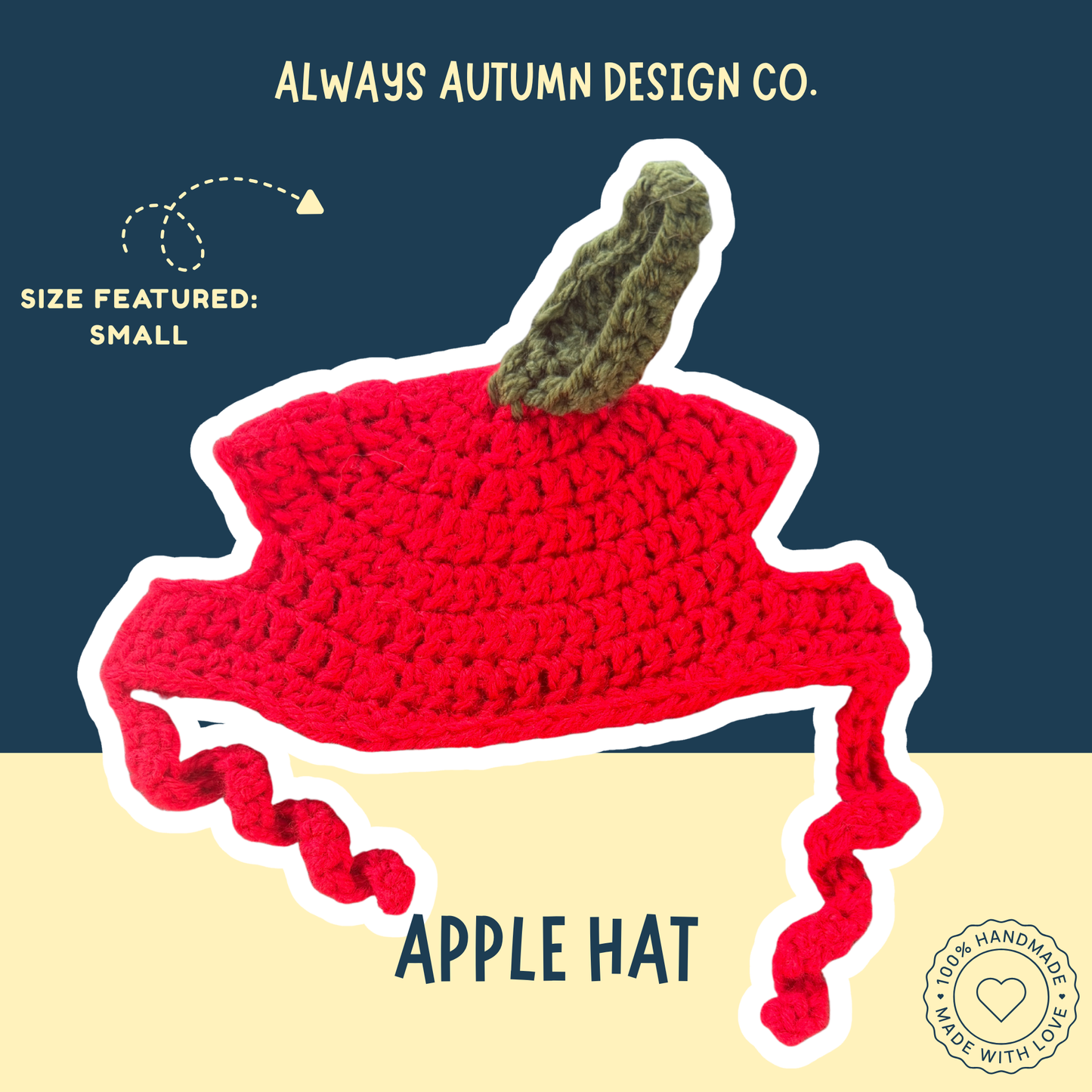 Apple Dog Hat | Handmade Crochet Fruit Pet Accessory | Made to Order