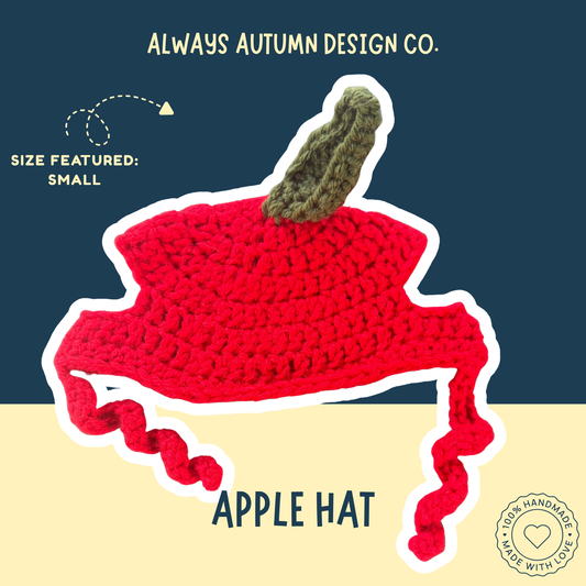 Apple Dog Hat | Handmade Crochet Fruit Pet Accessory | Made to Order