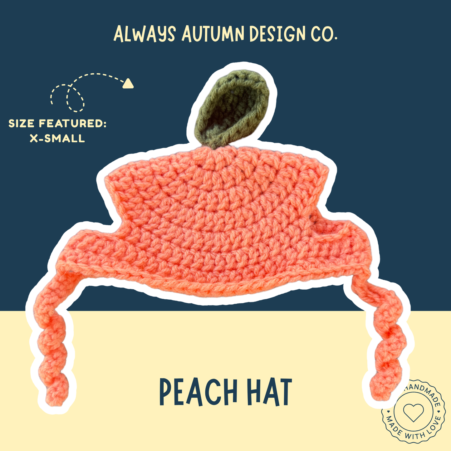 Peach Dog Hat | Handmade Crochet Fruit Pet Accessory | Made to Order