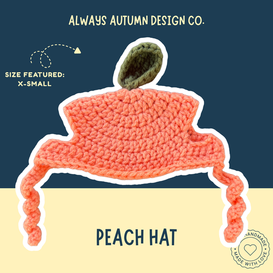 Peach Dog Hat | Handmade Crochet Fruit Pet Accessory | Made to Order