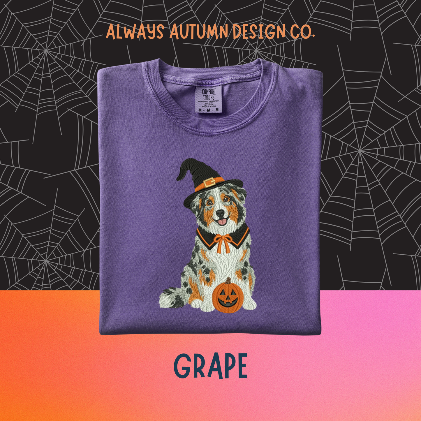 Embroidered Witch Australian Shepherd Shirt