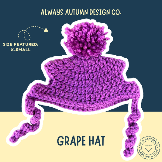 Grape Dog Hat | Handmade Crochet Fruit Pet Accessory | Made to Order