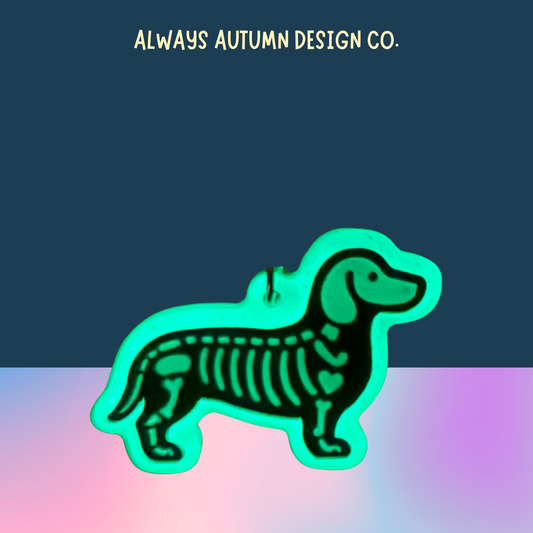 Skeleton Dachshund Keychain