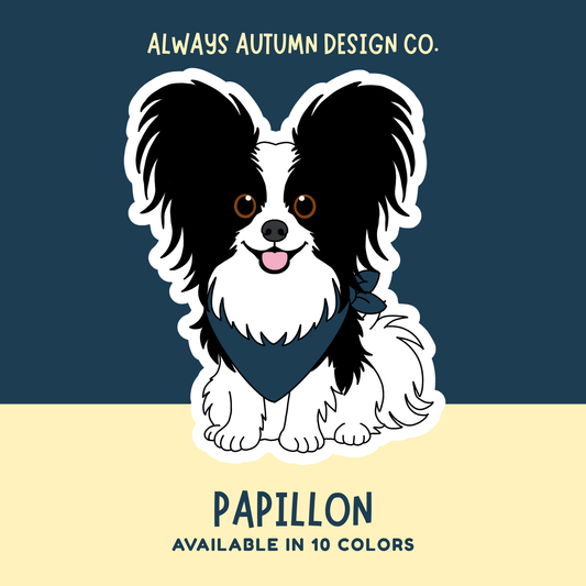 Papillon (Butterfly Ears) Dog Sticker Sticker or Magnet